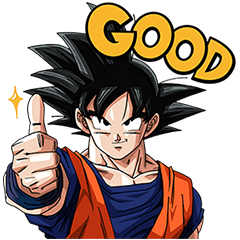 Goku giving a thumbs up with text that reads GOOD