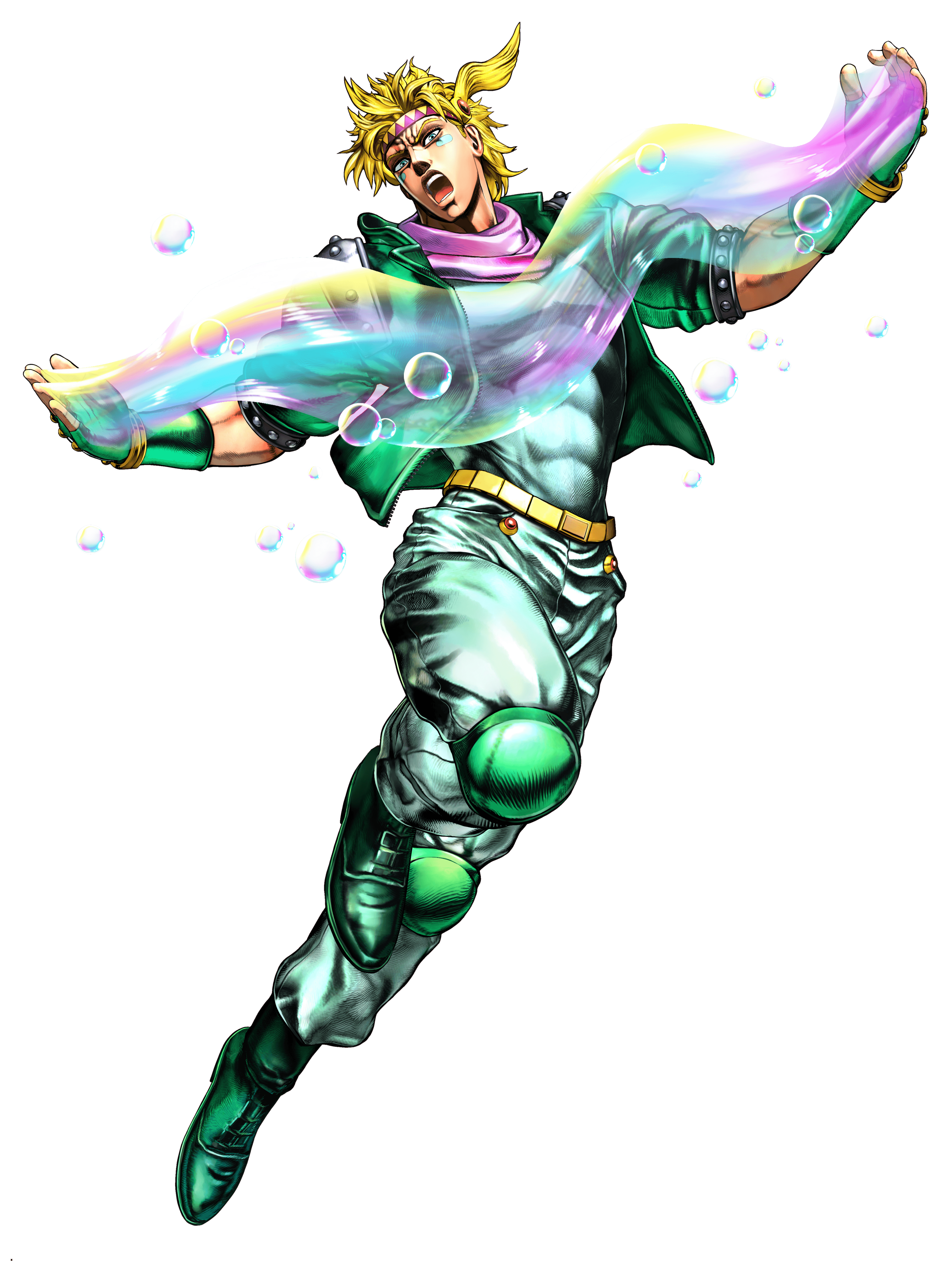 Pixel art of Jolyne and Jotaro from Jojo's Bizarre Adventure. Their stands Star Platinum and Stone Free are in blue behind them.